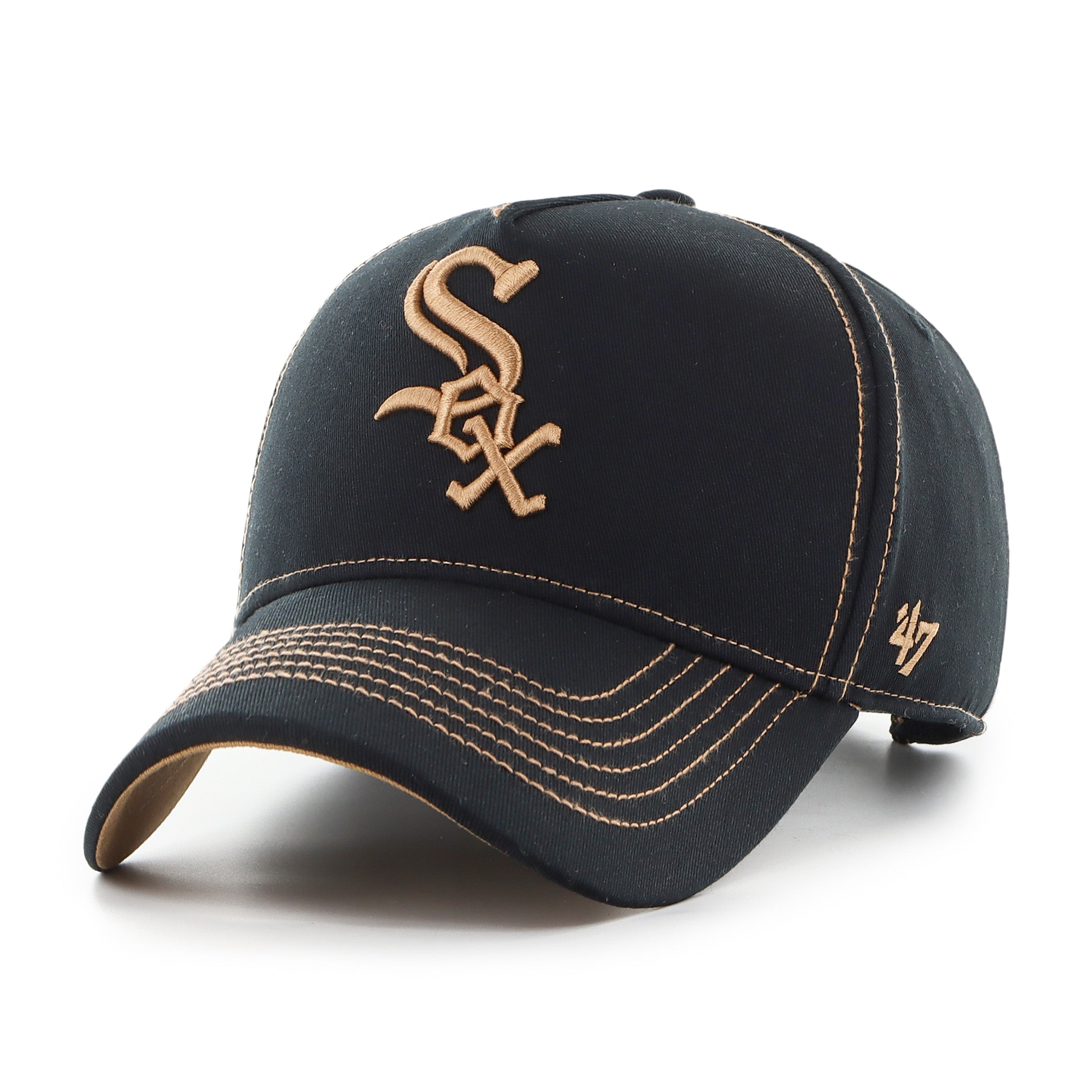 Chicago White Sox Contrast Stitch ’47 MVP DT Black Cap