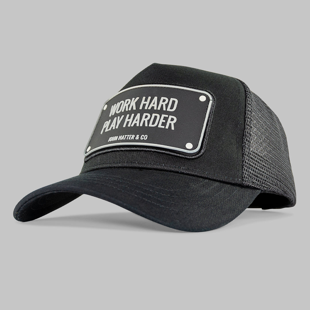 Work Hard Black Trucker Cap